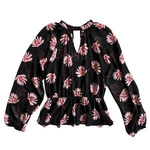 Express Floral Sheer Peplum Blouse with Built-in Liner NWOT Small